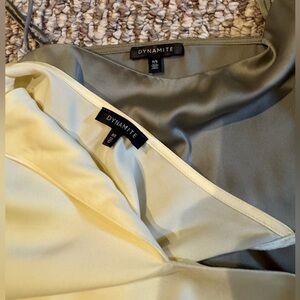 Set of TWO Dynamite Camisoles (light yellow and sage) - Size Small